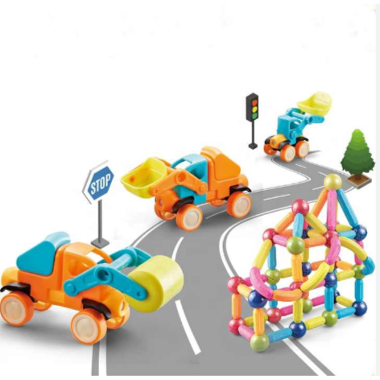 ساختنی مغناطیسی ماشین ۸۰ قطعه STICK مدل Magnetic Vehicle